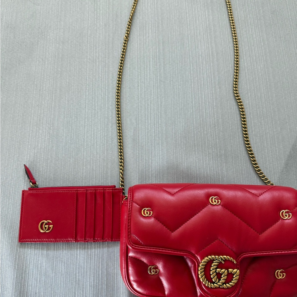 NWT Gucci Limited Edition Red Quilted Crossbody Bag w/ Slim Wallet - Picture 6 of 10